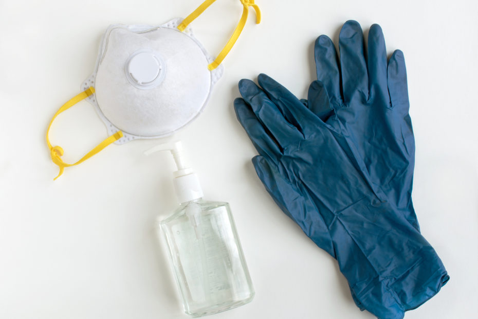 Personal Protective Equipment including masks, hand sanitizer and gloves
